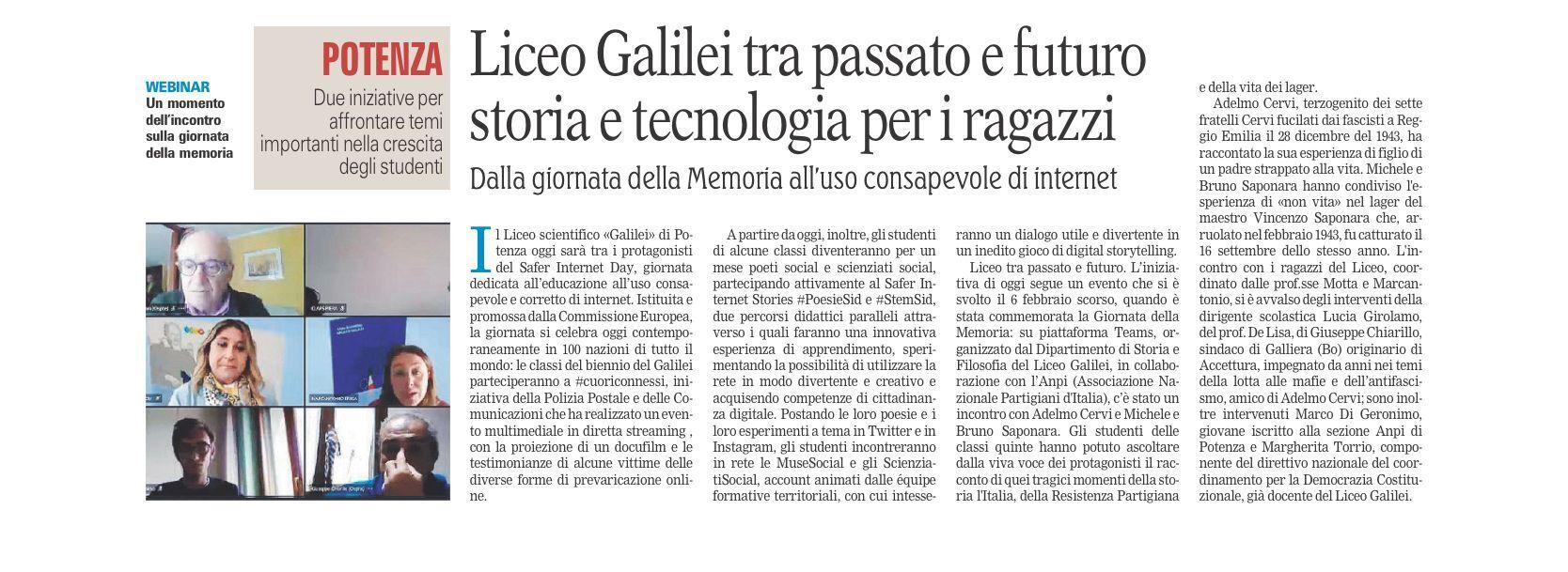 Dalla Giornata della Memoria all'uso consapevole di Internet